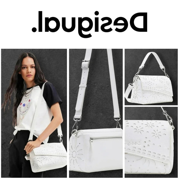 Desigual Floral 🌼 Laser-Cut Flap Bag - Versatile & Chic 🌟🌸 Like New - Picture 1 of 17